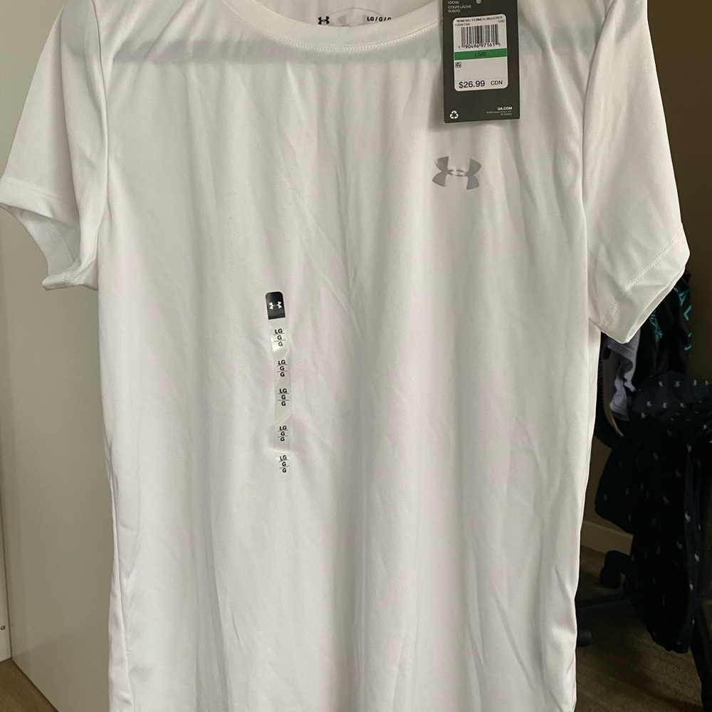 Under Armour White Tank Top Athletic Moisture-Wicking